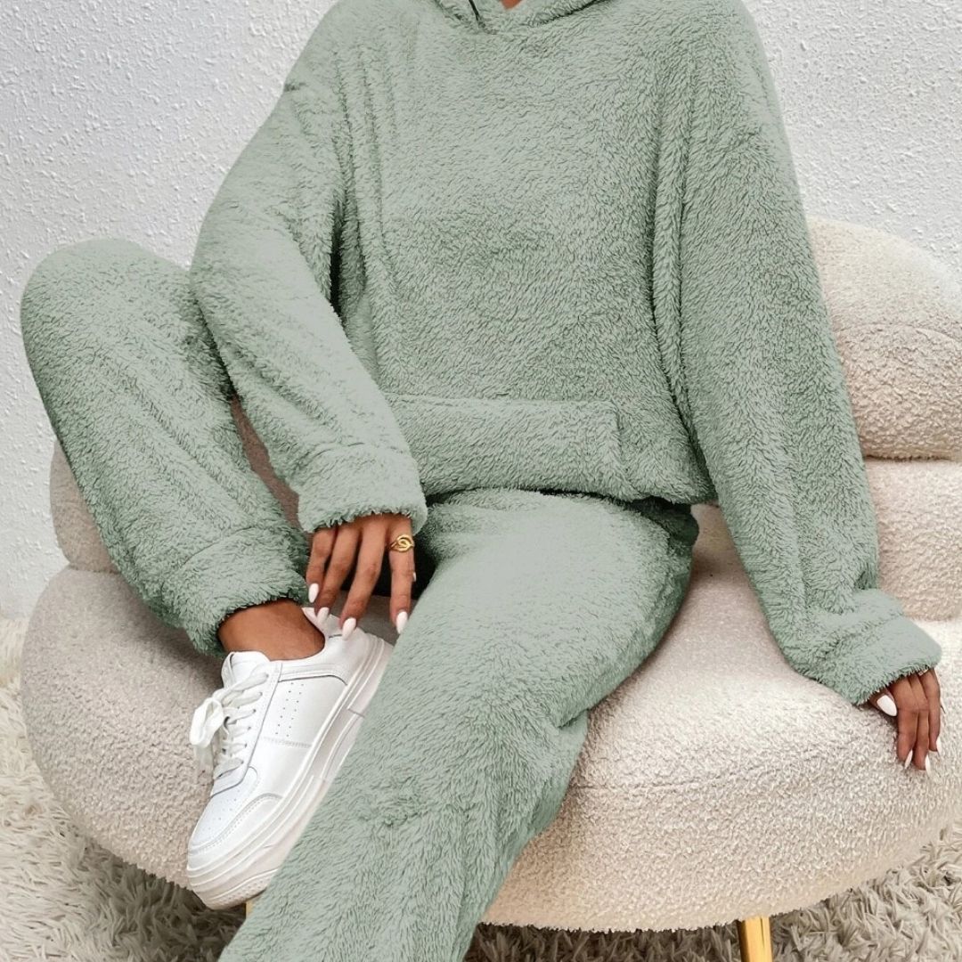 Shaira - Women's Textured Hoodie and Tapered Lounge Pants Set