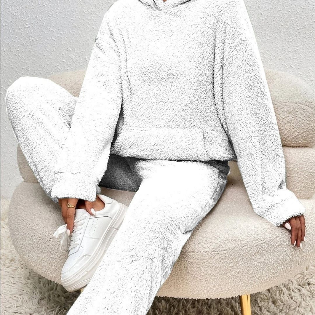 Shaira - Women's Textured Hoodie and Tapered Lounge Pants Set