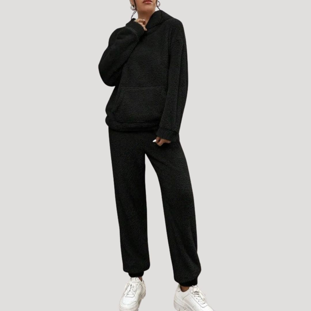 Shaira - Women's Textured Hoodie and Tapered Lounge Pants Set