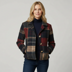 Sienna - Women's Patchwork Plaid Blazer with Notch Lapels