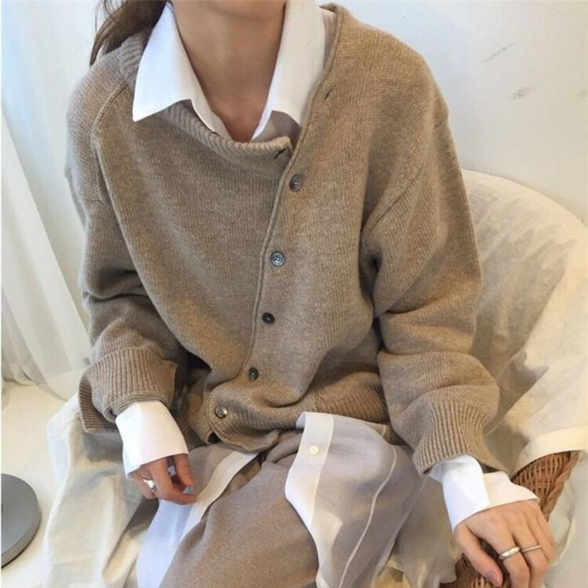 Simone - Women's Collared Cashmere Cardigan