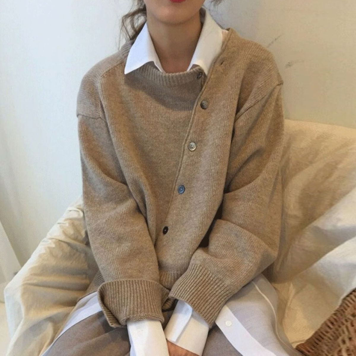 Simone - Women's Collared Cashmere Cardigan
