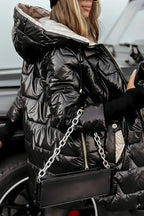 Talia - Women's Long Puffer Jacket with Drawstring Hood