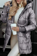 Talia - Women's Long Puffer Jacket with Drawstring Hood
