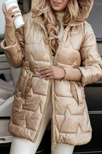 Talia - Women's Long Puffer Jacket with Drawstring Hood