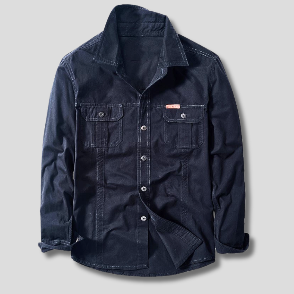 Thaddeus - Men's Button-Front Cargo Shirt with Dual Chest Pockets