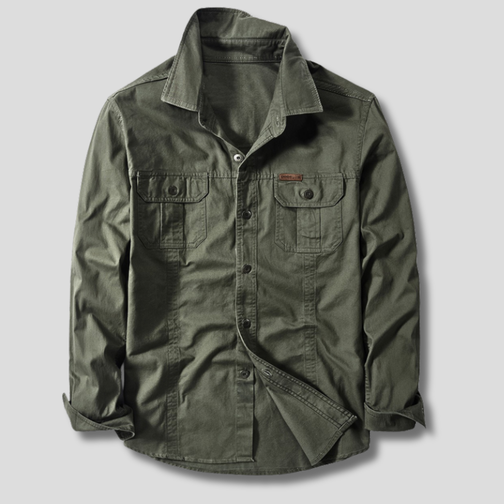 Thaddeus - Men's Button-Front Cargo Shirt with Dual Chest Pockets