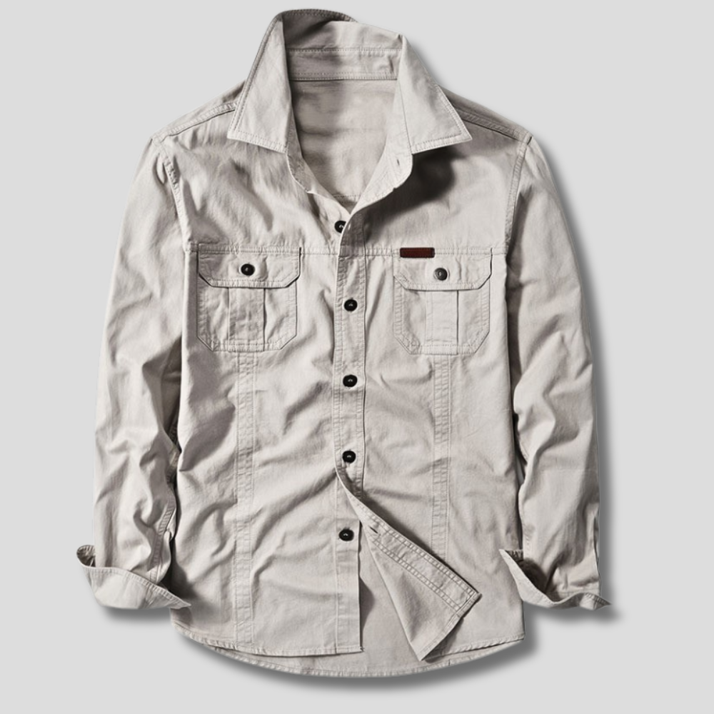Thaddeus - Men's Button-Front Cargo Shirt with Dual Chest Pockets