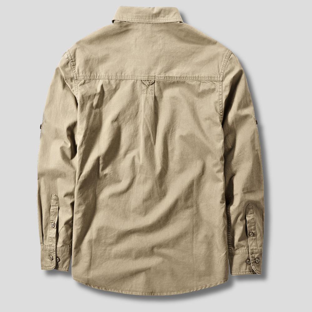Thaddeus - Men's Button-Front Cargo Shirt with Dual Chest Pockets