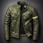 Theron - Men's Vintage Patina Leather Jacket with Zip Pockets