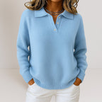 Tiffany - Women's Collared Polo Knit Sweater