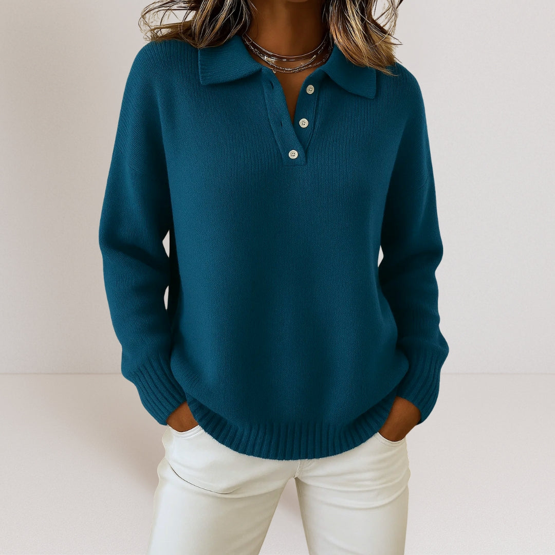 Tiffany - Women's Collared Polo Knit Sweater