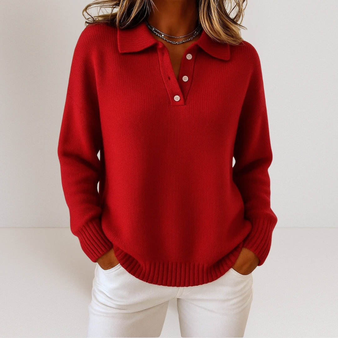 Tiffany - Women's Collared Polo Knit Sweater