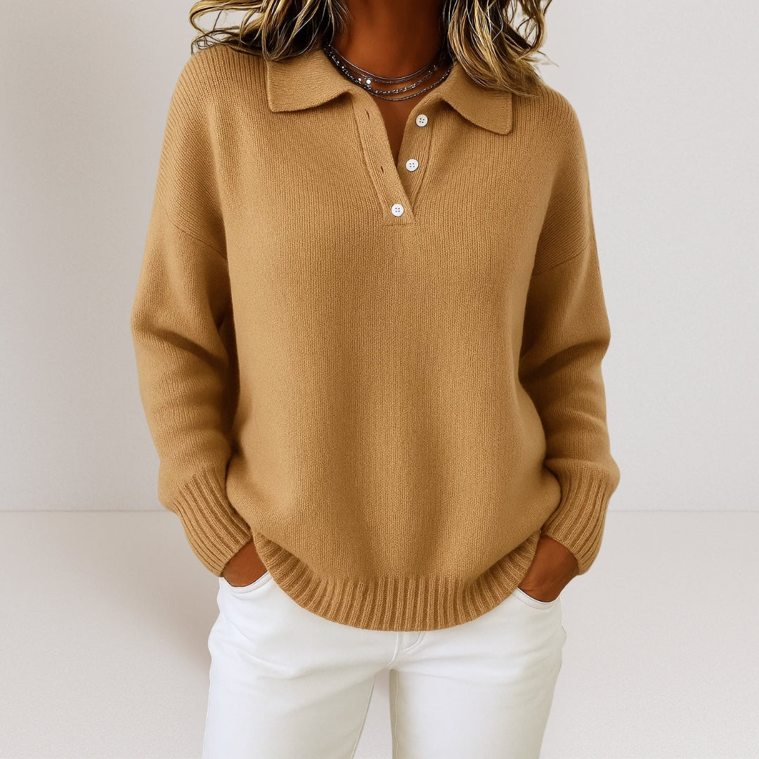 Tiffany - Women's Collared Polo Knit Sweater