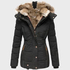 Valerie - Women's Quilted Puffer Jacket with Faux Fur Hood