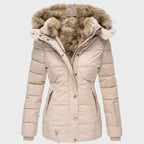 Valerie - Women's Quilted Puffer Jacket with Faux Fur Hood