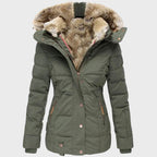 Valerie - Women's Quilted Puffer Jacket with Faux Fur Hood