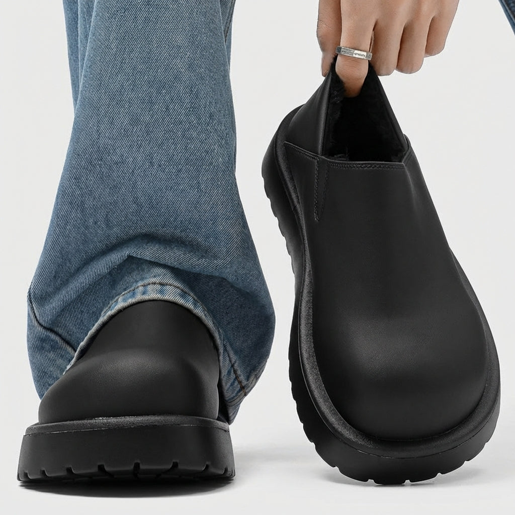 Vincenzo - Men's Faux-Fur Lined Loafers with Matte Finish