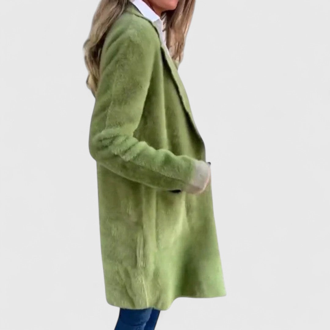 Viola - Women's Open-Front Long Cardigan with Button Detail