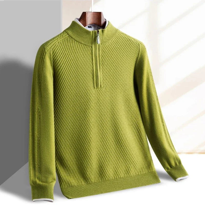 Walter - Men's Quarter-Zip Mock-Neck Ribbed Pullover