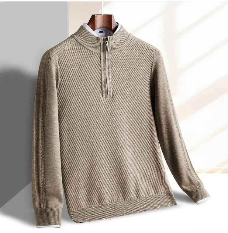 Walter - Men's Quarter-Zip Mock-Neck Ribbed Pullover