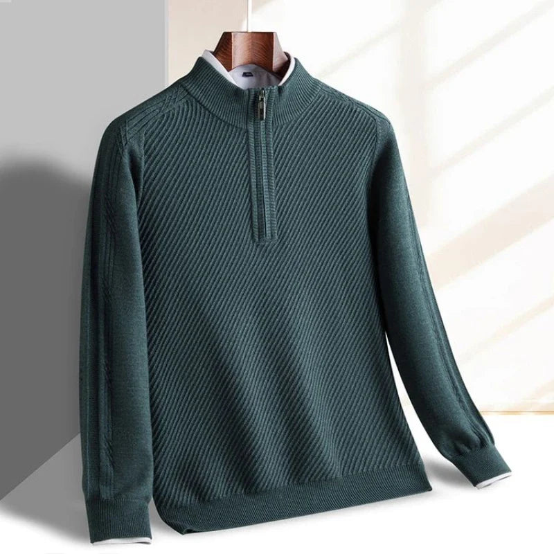 Walter - Men's Quarter-Zip Mock-Neck Ribbed Pullover