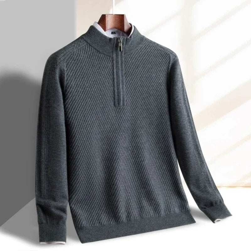 Walter - Men's Quarter-Zip Mock-Neck Ribbed Pullover
