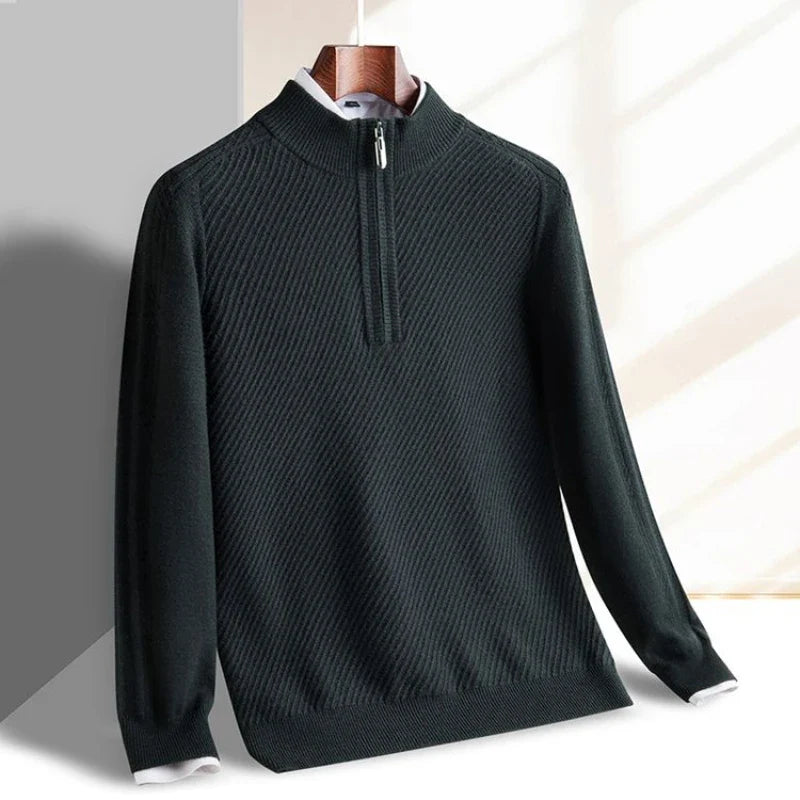 Walter - Men's Quarter-Zip Mock-Neck Ribbed Pullover