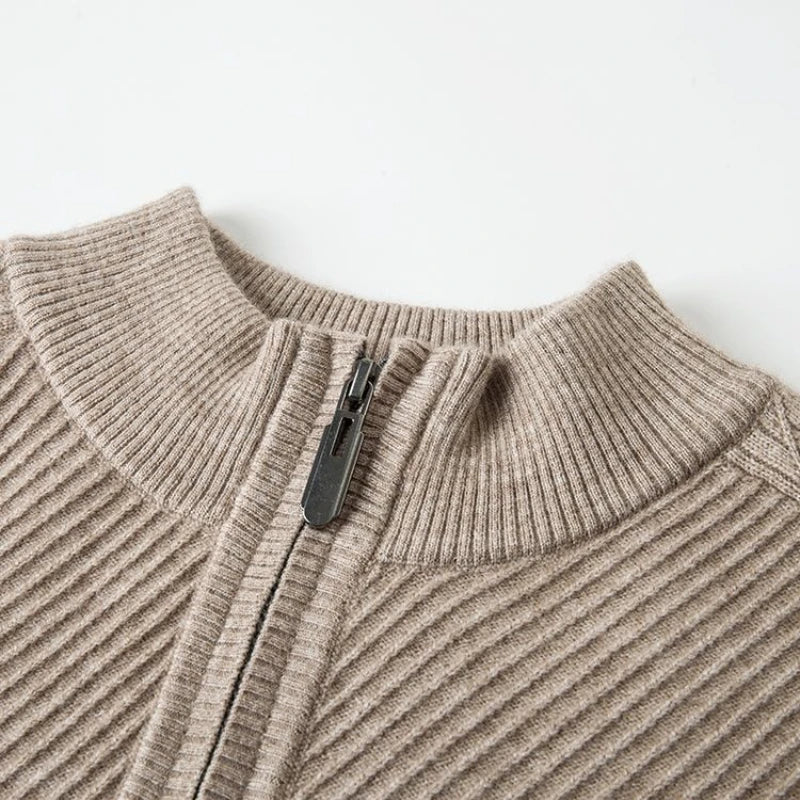 Walter - Men's Quarter-Zip Mock-Neck Ribbed Pullover
