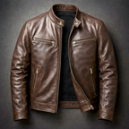 Weston - Men's Zip-Front Leather Jacket with Chest Pockets
