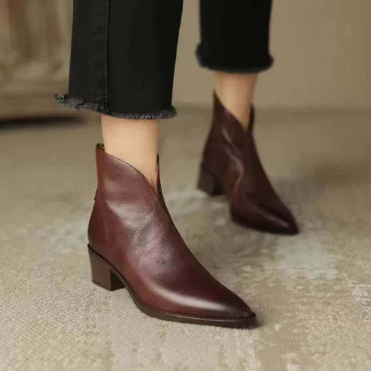 Winona - Women's Pointed-Toe Stacked Heel Ankle Boots 