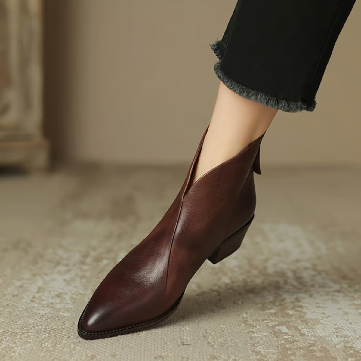 Winona - Women's Pointed-Toe Stacked Heel Ankle Boots 