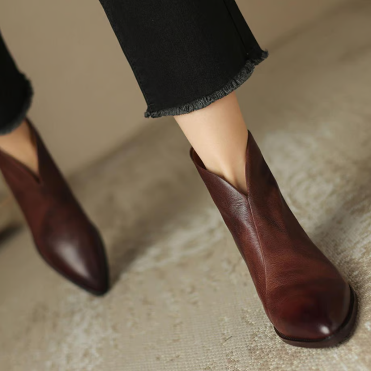 Winona - Women's Pointed-Toe Stacked Heel Ankle Boots 