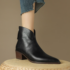 Winona - Women's Pointed-Toe Stacked Heel Ankle Boots 