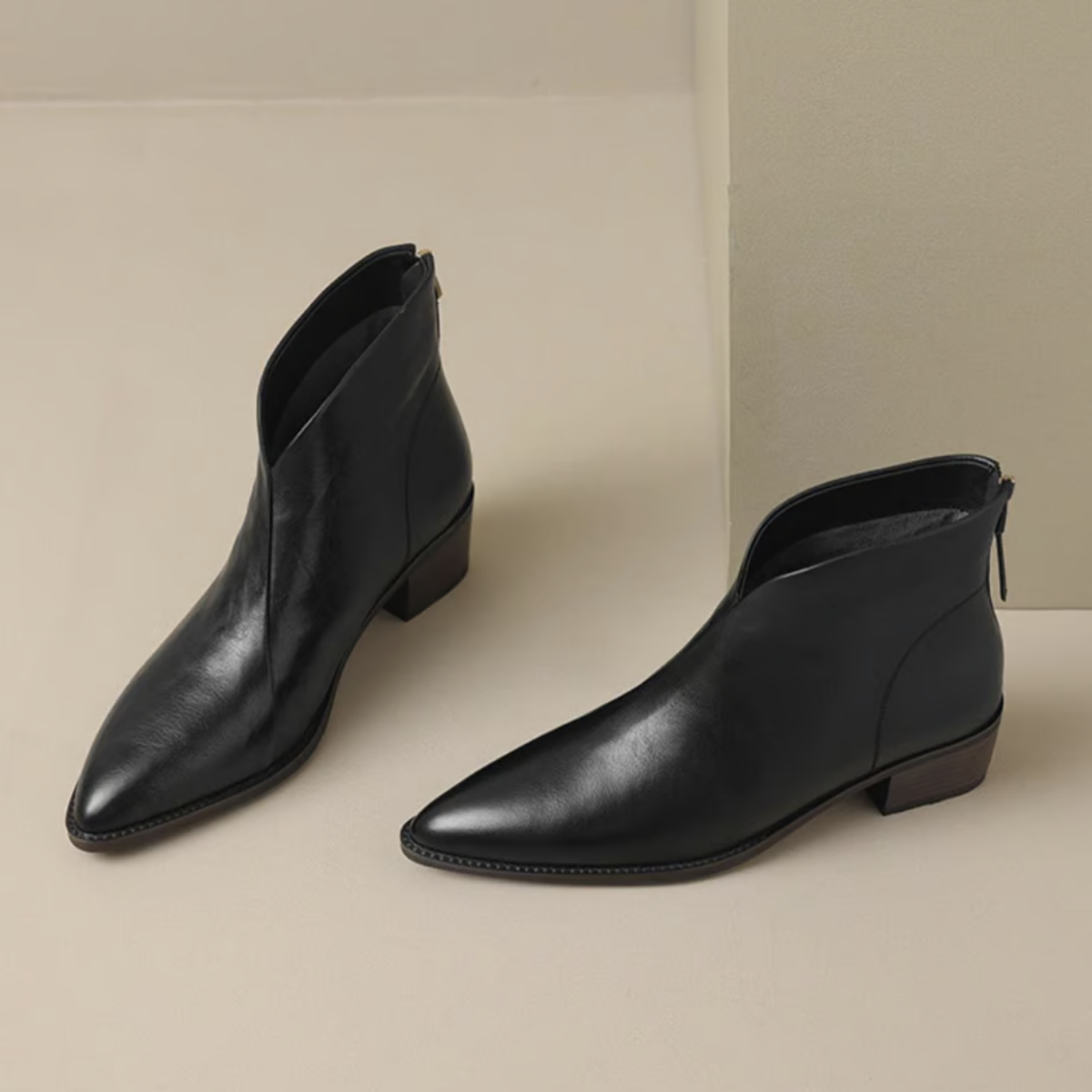 Winona - Women's Pointed-Toe Stacked Heel Ankle Boots 