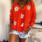 Yvette - Women's Button-Front Floral Cardigan