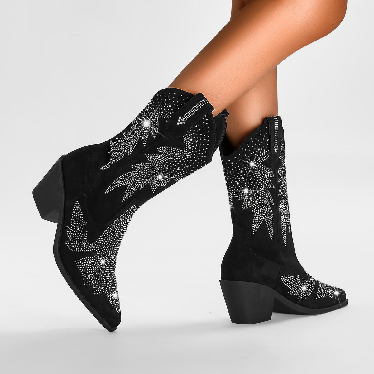 Yvette - Women's Rhinestone Western Ankle Boots