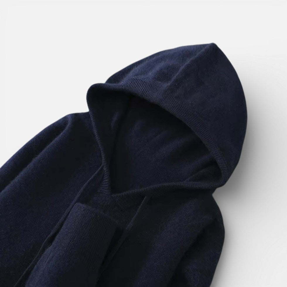 Zelia - Women's Cashmere Hoodie with Drawstring 