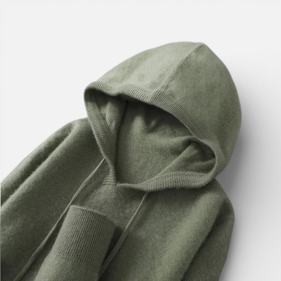 Zelia - Women's Cashmere Hoodie with Drawstring 