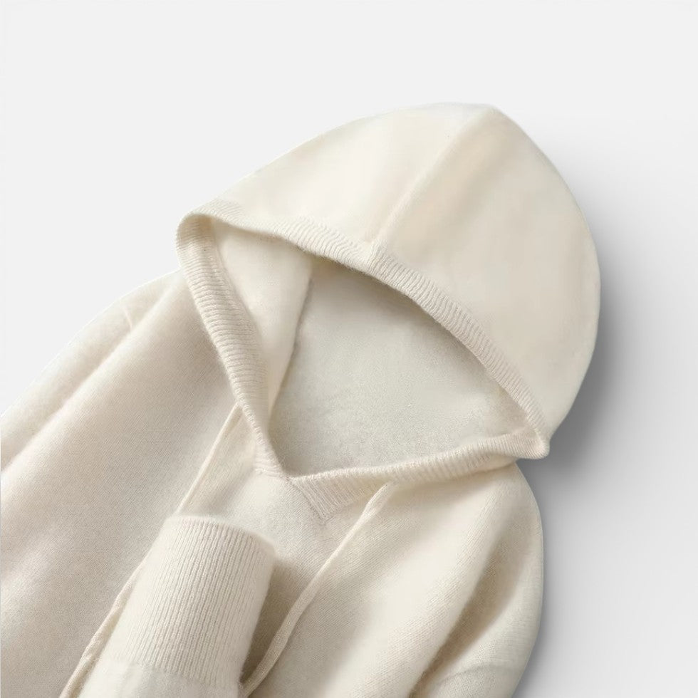 Zelia - Women's Cashmere Hoodie with Drawstring 