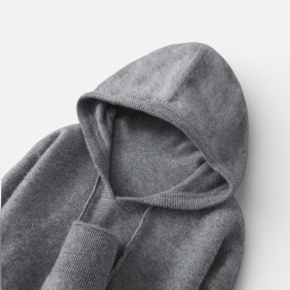 Zelia - Women's Cashmere Hoodie with Drawstring 