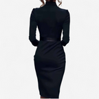 Zoe - Women's Buckle-Belted Wrap Dress with Three-Quarter Sleeves