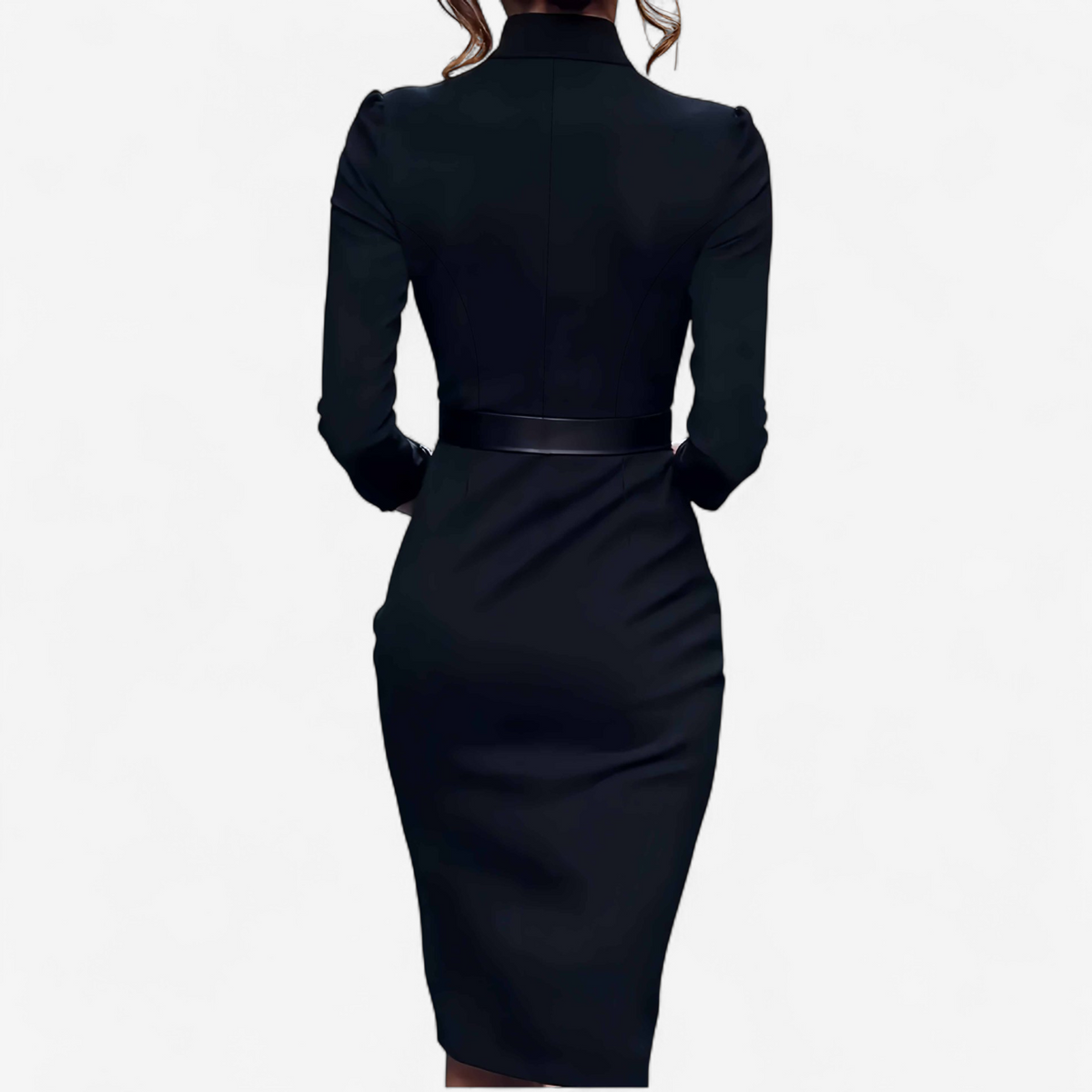 Zoe - Women's Buckle-Belted Wrap Dress with Three-Quarter Sleeves